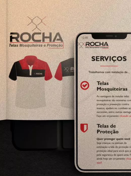 Criação do logotipo, identidade visual e o Site da Rocha Telas